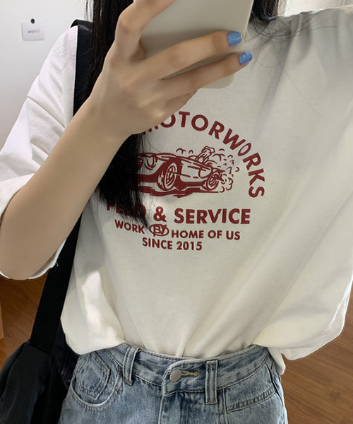 c.u.l(シーユーエル)の「【c.u.l:w】レトロフロントプリントTシャツ culw229(Tシャツ/カットソー・レディース・ホワイト/グレー・FREE)」の6枚目の写真