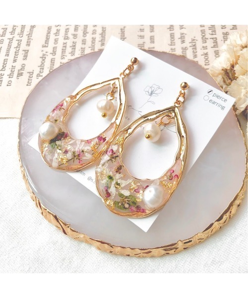 tone(トーン)の「【S.coeuf】ピアス おおきなお花の雫×淡水パール(MA)(ピアス(両耳用)・レディース・ピンク・FREE)」の2枚目の写真