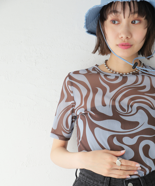 Oriens JOURNAL STANDARD(オリエンス ジャーナルスタンダード)の「マーブルシェアTシャツ(Tシャツ/カットソー・レディース・ブラウン/オレンジ/ブルー系その他・FREE)」の3枚目の写真