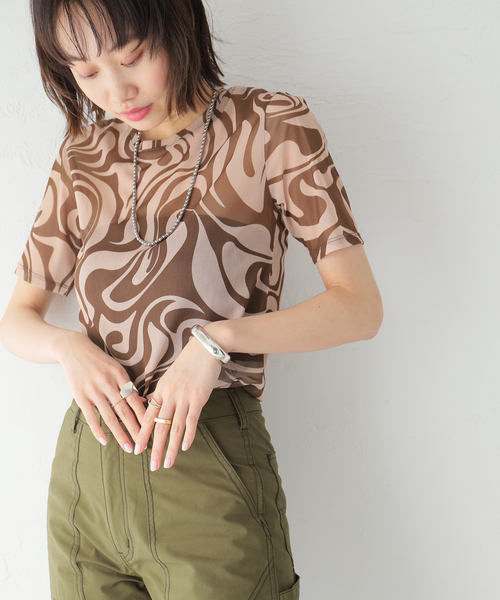 Oriens JOURNAL STANDARD(オリエンス ジャーナルスタンダード)の「マーブルシェアTシャツ(Tシャツ/カットソー・レディース・ブラウン/オレンジ/ブルー系その他・FREE)」の2枚目の写真