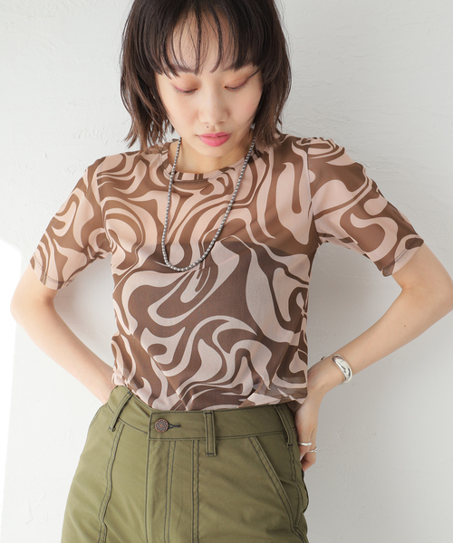 Oriens JOURNAL STANDARD(オリエンス ジャーナルスタンダード)の「マーブルシェアTシャツ(Tシャツ/カットソー・レディース・ブラウン/オレンジ/ブルー系その他・FREE)」の4枚目の写真
