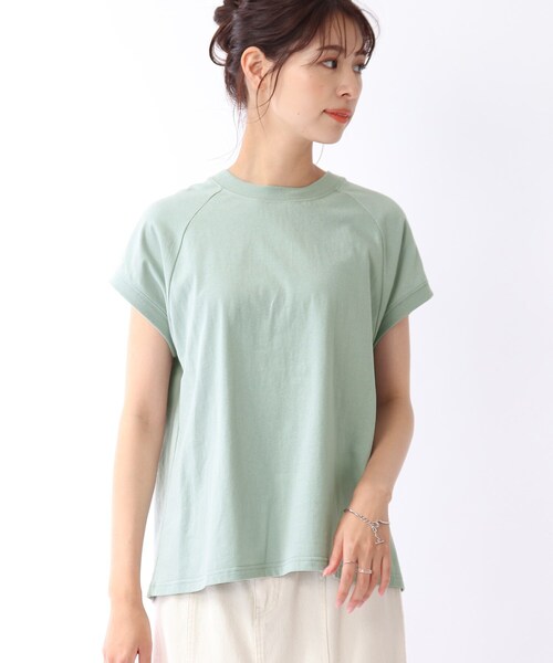 USAコットンモックネックTシャツ