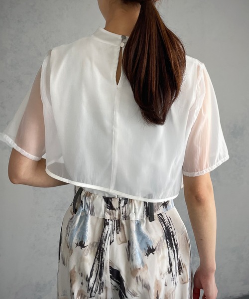 &g'aime（アンジェム）の「【&g’aime】シアーレイヤードトップス（Tシャツ/カットソー・レディース・ホワイト/ブラック/ブラウン・FREE）」の4枚目の写真