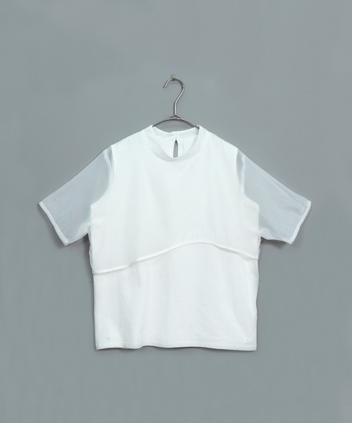 &g'aime（アンジェム）の「【&g’aime】シアーレイヤードトップス（Tシャツ/カットソー・レディース・ホワイト/ブラック/ブラウン・FREE）」の7枚目の写真