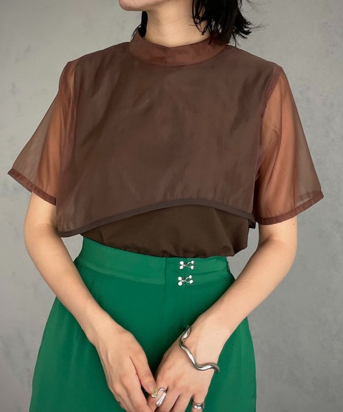 &g'aime（アンジェム）の「【&g’aime】シアーレイヤードトップス（Tシャツ/カットソー・レディース・ホワイト/ブラック/ブラウン・FREE）」の21枚目の写真