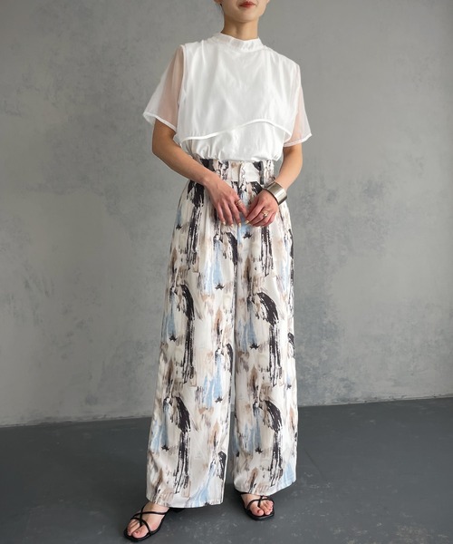 &g'aime（アンジェム）の「【&g’aime】シアーレイヤードトップス（Tシャツ/カットソー・レディース・ホワイト/ブラック/ブラウン・FREE）」の10枚目の写真