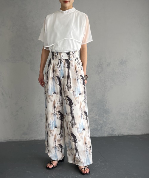 &g'aime（アンジェム）の「【&g’aime】シアーレイヤードトップス（Tシャツ/カットソー・レディース・ホワイト/ブラック/ブラウン・FREE）」の15枚目の写真