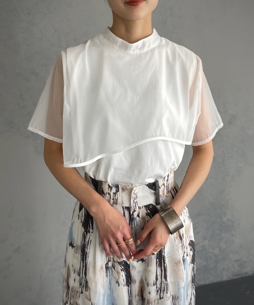 &g'aime（アンジェム）の「【&g’aime】シアーレイヤードトップス（Tシャツ/カットソー・レディース・ホワイト/ブラック/ブラウン・FREE）」の14枚目の写真