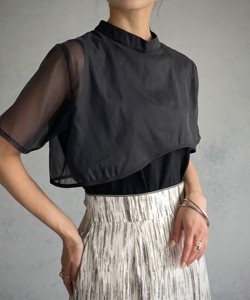 &g'aime（アンジェム）の「【&g’aime】シアーレイヤードトップス（Tシャツ/カットソー・レディース・ホワイト/ブラック/ブラウン・FREE）」の20枚目の写真