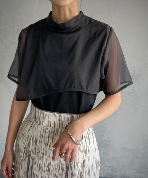 &g'aime（アンジェム）の「【&g’aime】シアーレイヤードトップス（Tシャツ/カットソー・レディース・ホワイト/ブラック/ブラウン・FREE）」の11枚目の写真