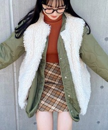 【Set販売】フェイクファーボリュームベスト+キルティングミディコート