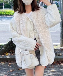 EPIMI E'PIMMY | 【Set販売】フェイクファーボリュームベスト＋キルティングミディコート(ミリタリージャケット)