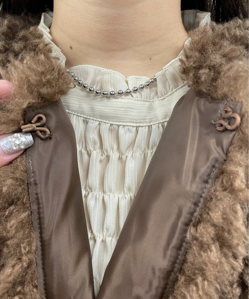 EPIMI E'PIMMY(エピミエピミー)の「【Set販売】フェイクファーボリュームベスト+キルティングミディコート(ミリタリージャケット・レディース・ブラック/カーキ/アイボリー・MEDIUM)」の4枚目の写真