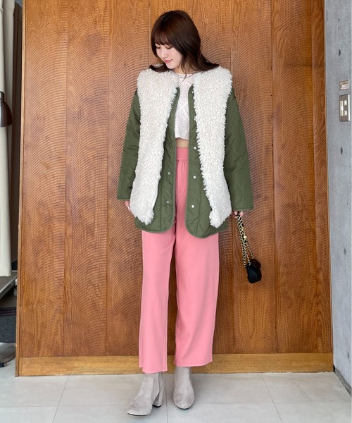 EPIMI E'PIMMY(エピミエピミー)の「【Set販売】フェイクファーボリュームベスト+キルティングミディコート(ミリタリージャケット・レディース・ブラック/カーキ/アイボリー・MEDIUM)」の21枚目の写真