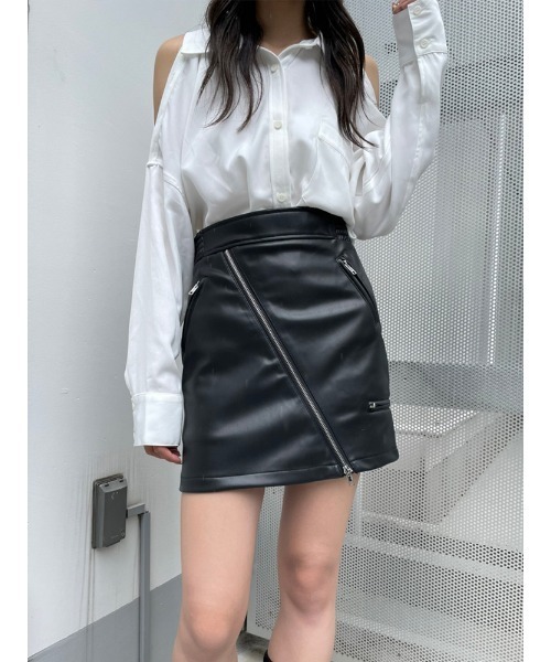 ENVYM（アンビー）の「ＺＩＰポイントＳＫ（スカート・レディース・ブラック/ブラウン・FREE）」の2枚目の写真