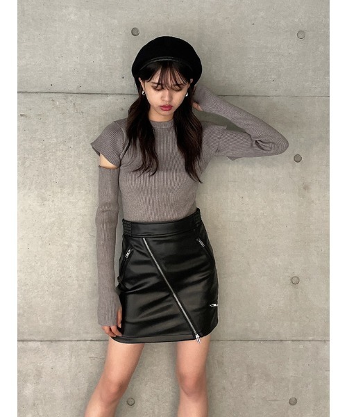 ENVYM（アンビー）の「ＺＩＰポイントＳＫ（スカート・レディース・ブラック/ブラウン・FREE）」の9枚目の写真