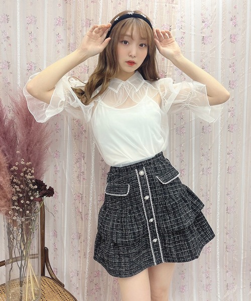 Swankiss(スワンキス)の「PI tiered tweed S/K(スカート・レディース・ベージュ/ブラック/グレー・FREE)」の2枚目の写真