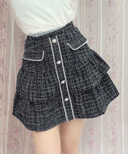 Swankiss(スワンキス)の「PI tiered tweed S/K(スカート・レディース・ベージュ/ブラック/グレー・FREE)」の6枚目の写真