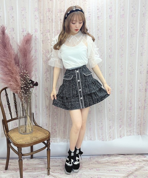 Swankiss(スワンキス)の「PI tiered tweed S/K(スカート・レディース・ベージュ/ブラック/グレー・FREE)」の4枚目の写真