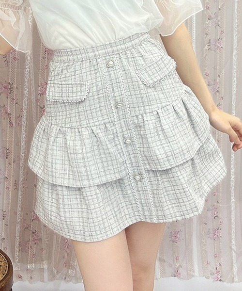 Swankiss(スワンキス)の「PI tiered tweed S/K(スカート・レディース・ベージュ/ブラック/グレー・FREE)」の15枚目の写真