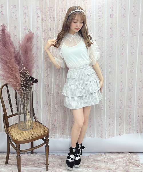 Swankiss(スワンキス)の「PI tiered tweed S/K(スカート・レディース・ベージュ/ブラック/グレー・FREE)」の10枚目の写真