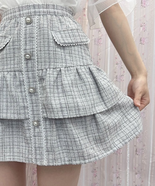 Swankiss(スワンキス)の「PI tiered tweed S/K(スカート・レディース・ベージュ/ブラック/グレー・FREE)」の7枚目の写真