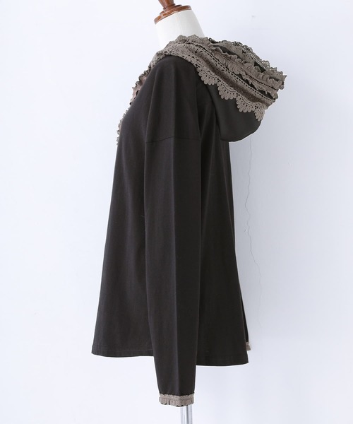 somari imagination（ソマリ イマジネーション）の「『レースデザインパーカーカットソー』（Tシャツ/カットソー・レディース・オフホワイト/ブラック・2/1）」の6枚目の写真