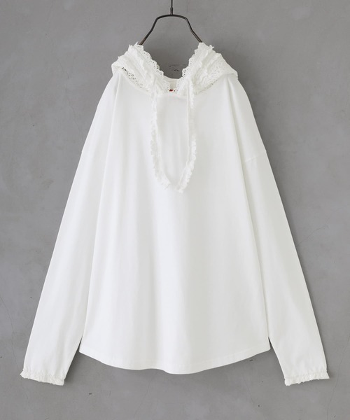 somari imagination（ソマリ イマジネーション）の「『レースデザインパーカーカットソー』（Tシャツ/カットソー・レディース・オフホワイト/ブラック・2/1）」の15枚目の写真