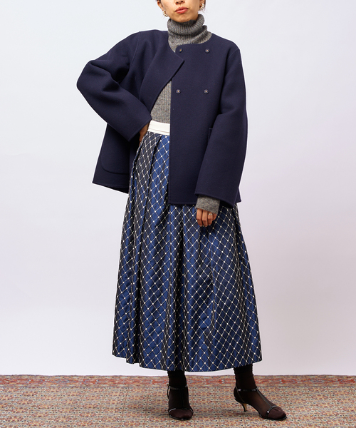 IENA LA BOUCLE S160ダブルフェイスクルーネックショートコート
