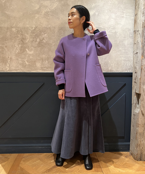 IENA LA BOUCLE S160ダブルフェイスクルーネックショートコート