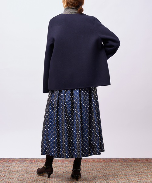 IENA LA BOUCLE S160ダブルフェイスクルーネックショートコート