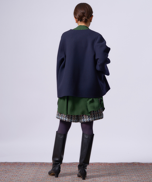 IENA LA BOUCLE S160ダブルフェイスクルーネックショートコート