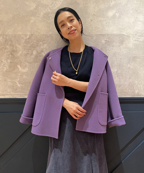IENA LA BOUCLE S160ダブルフェイスクルーネックショートコート