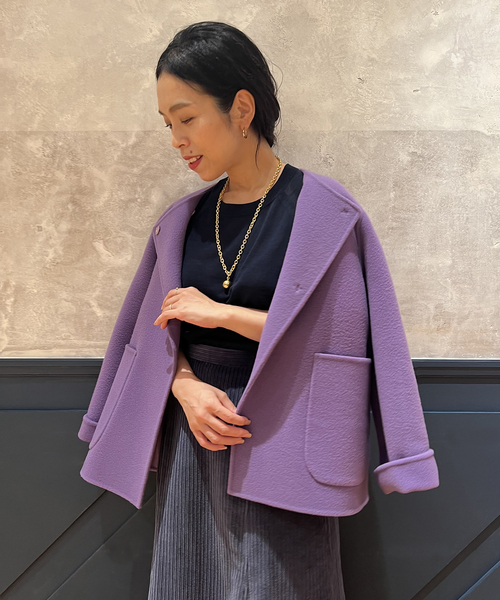 IENA LA BOUCLE S160ダブルフェイスクルーネックショートコート