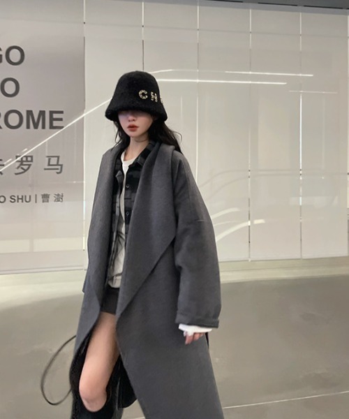 .KOM（ドットコム）の「A'GEM/9 × .kom『.kom/ドットケーオーエム』チェック柄ビッグシルエット シャツ（シャツ/ブラウス・レディース・ブラック/ブラウン・FREE）」の7枚目の写真