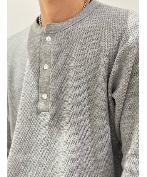 BACK NUMBER(バックナンバー)の「【BACK NUMBER】ヘビーハニカムヘンリーロンT(Tシャツ/カットソー・メンズ・グレー/ブラック/ホワイト・XL/L/M/S)」の15枚目の写真