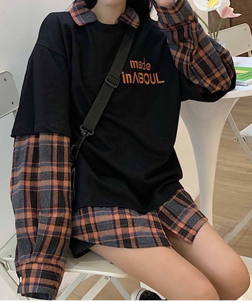 meJane（ミージェーン）の「ワンポイントロゴＴシャツドッキングチェックシャツ（Tシャツ/カットソー・レディース・ブラック・FREE）」の9枚目の写真