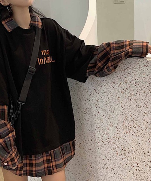 meJane（ミージェーン）の「ワンポイントロゴＴシャツドッキングチェックシャツ（Tシャツ/カットソー・レディース・ブラック・FREE）」の8枚目の写真