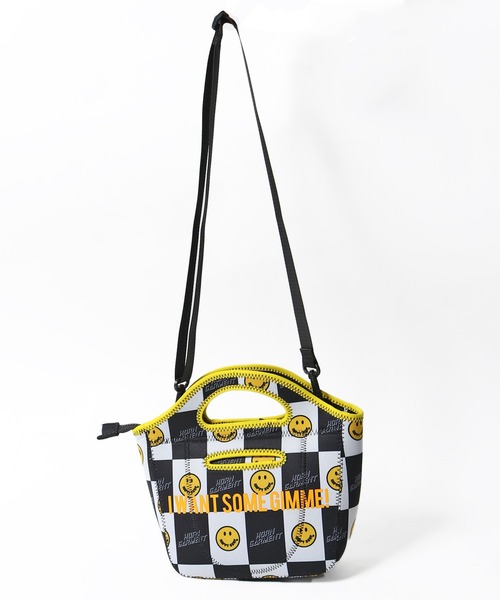 HORN GARMENT - coco 中古 ホーンガーメント HORN GARMENT カートバッグ 黒×白×黄 ネオプレーン素材 スマイル柄 ショルダー付き 中古 ホーンガーメント HORN GARMENT カートバッグ 黒×白×黄