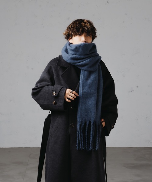 epnok（エプノック）の「アソートボリュームマフラー（マフラー・メンズ・ブラック/グレー/アイボリー/ベージュ/ブラウン/マスタード/グレイッシュブルー/ブルー/イエロー/ナチュラル/ベージュ系/アッシュグレー/ブルー系/ウッド/ブラック×グレー/ホワイト×ブルー・FREE）」の14枚目の写真