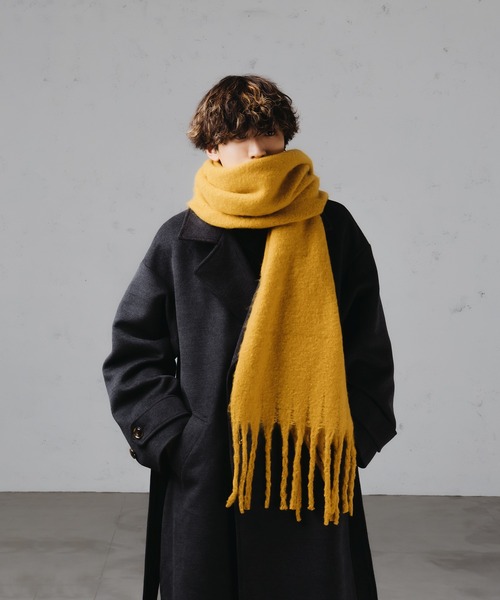 epnok（エプノック）の「アソートボリュームマフラー（マフラー・メンズ・ブラック/グレー/アイボリー/ベージュ/ブラウン/マスタード/グレイッシュブルー/ブルー/イエロー/ナチュラル/ベージュ系/アッシュグレー/ブルー系/ウッド/ブラック×グレー/ホワイト×ブルー・FREE）」の15枚目の写真