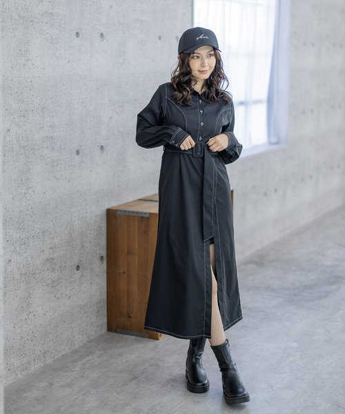 clear（クリア）の「サイドスリットロングワンピース（ワンピース・レディース・カーキ/ブラック・F）」の14枚目の写真