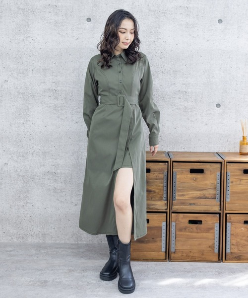 clear（クリア）の「サイドスリットロングワンピース（ワンピース・レディース・カーキ/ブラック・F）」の17枚目の写真