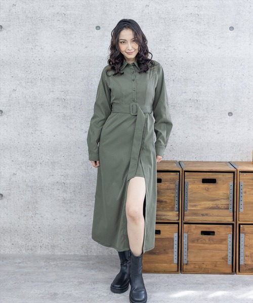 clear（クリア）の「サイドスリットロングワンピース（ワンピース・レディース・カーキ/ブラック・F）」の18枚目の写真