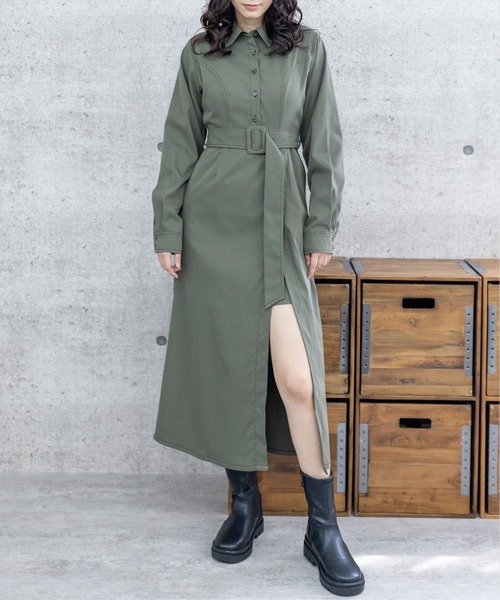 clear（クリア）の「サイドスリットロングワンピース（ワンピース・レディース・カーキ/ブラック・F）」の22枚目の写真