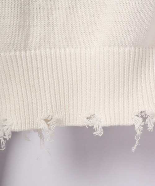 RE730（アールイーセブンサーティー）の「RE730 ビッグロゴ英字クルーネック ワイドセーター（ニット/セーター・メンズ・ブラック/オフホワイト・M/L）」の13枚目の写真