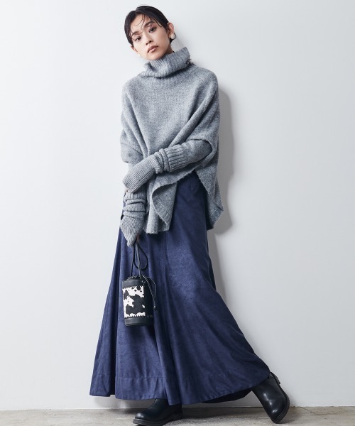 CHIC STYLE(シックスタイル)の「 スエード調フレアマキシスカート <大きいサイズ有>シックスタイル(スカート・レディース・ネイビー/モカ・M/L/LL/3L/4L/5L/6L/8L)」の10枚目の写真