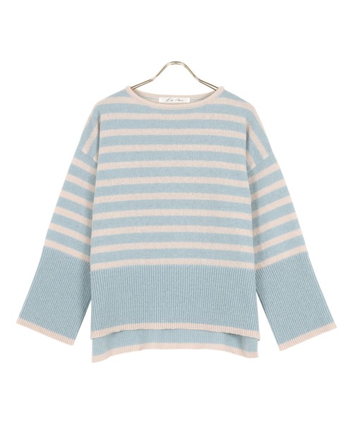 KOBE LETTUCE（コウベレタス）の「ボートネックゆったりニットトップス（ニット/セーター・レディース・イエロー/オレンジ/サックスブルー系/ホワイト×ブラック/ピンク系その他/グレイッシュベージュ・FREE）」の4枚目の写真