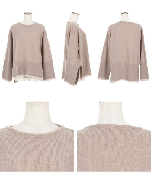 KOBE LETTUCE（コウベレタス）の「ボートネックゆったりニットトップス（ニット/セーター・レディース・イエロー/オレンジ/サックスブルー系/ホワイト×ブラック/ピンク系その他/グレイッシュベージュ・FREE）」の14枚目の写真