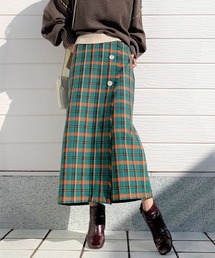 Q | レトロポップチェックラップスカート(スカート)